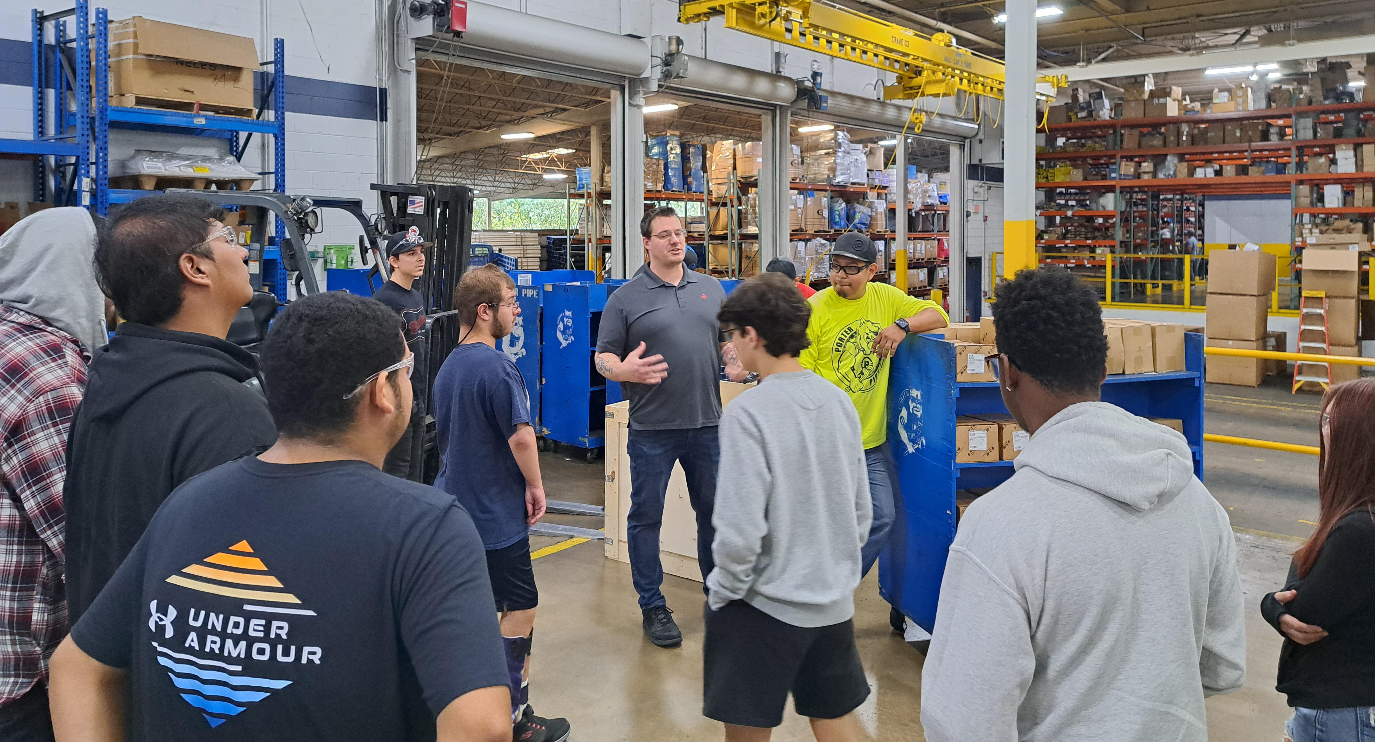 Students in Addison Trail’s School to Work class visit Porter Pipe & Supply 