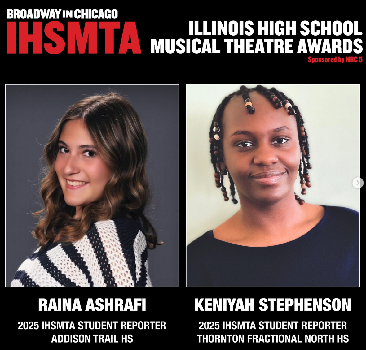 Addison Trail senior selected as Student Reporter for Broadway In Chicago Illinois High School Musical Theatre Awards 