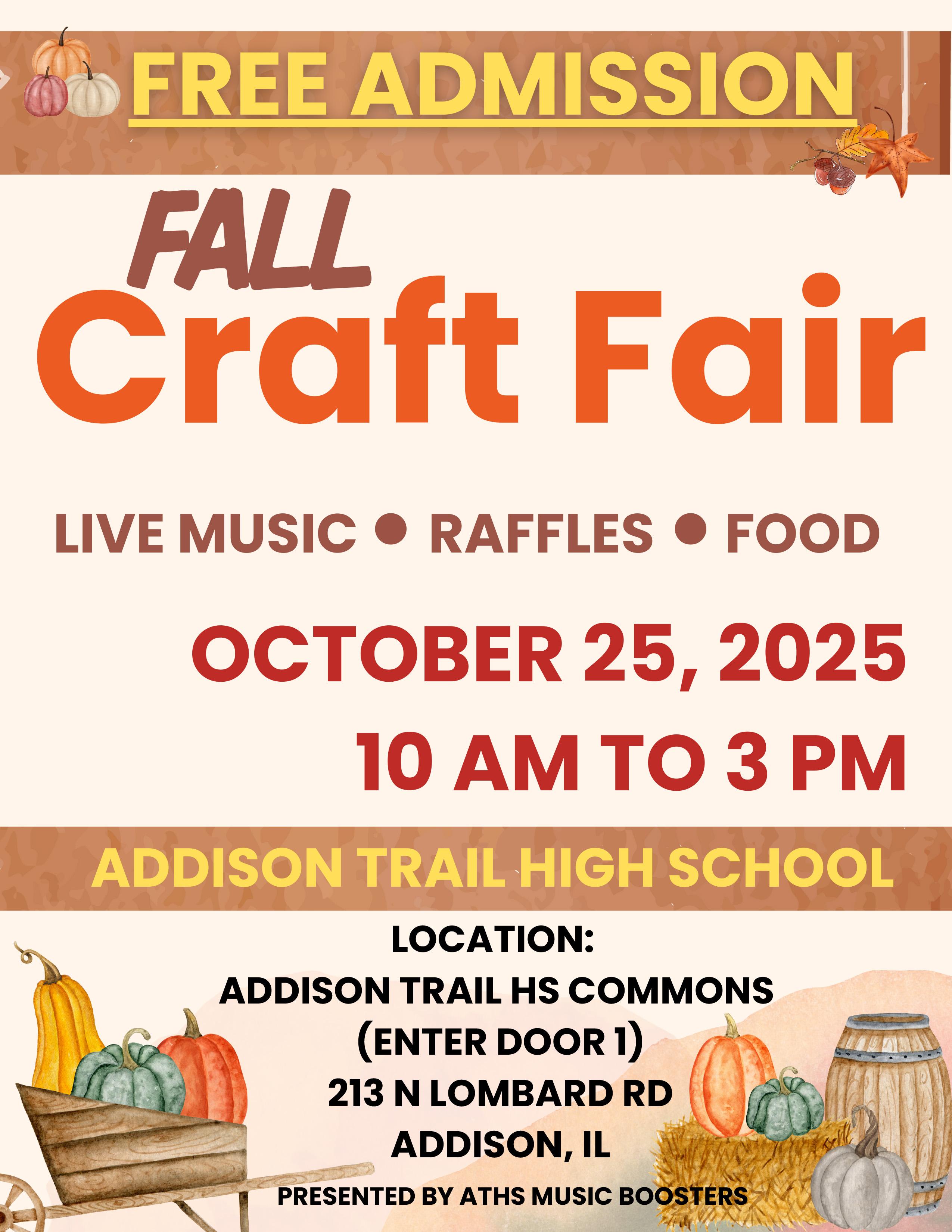 Addison Trail Music Booster Club to host Fall Craft Fair