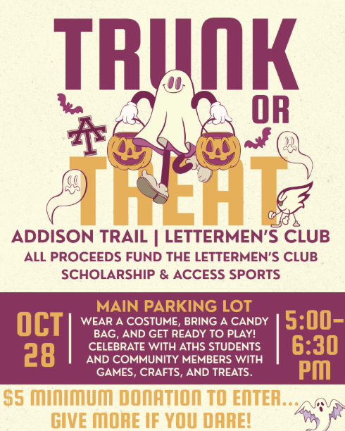Addison Trail Lettermen’s Club to host Trunk-or-Treat activity (Register to host a ‘trunk’ at the event)