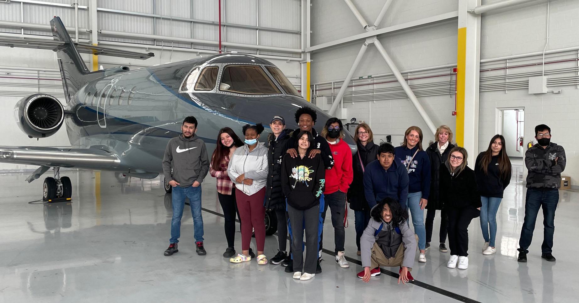 Students in Addison Trail’s School to Work class visit DuPage Airport Authority