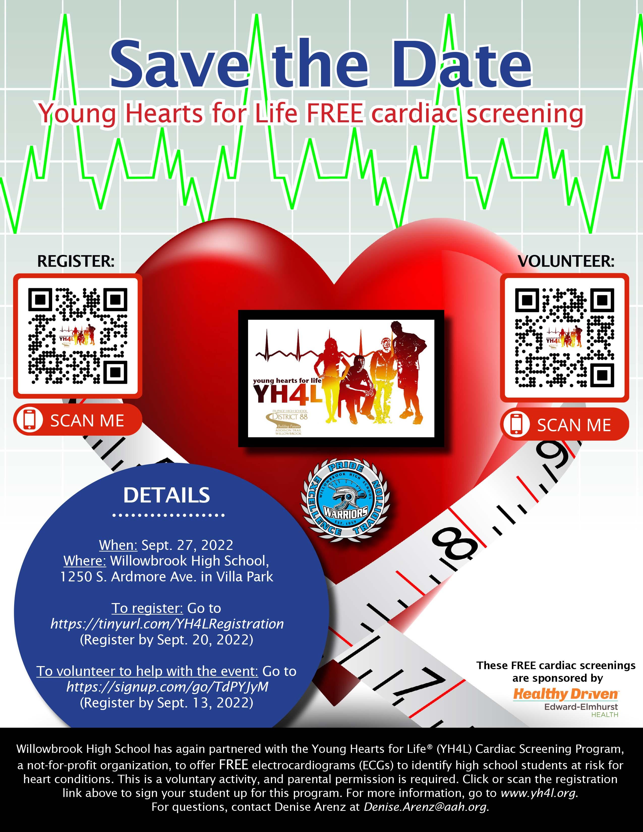 Willowbrook to partner with Young Hearts for Life to provide free cardiac screenings for students