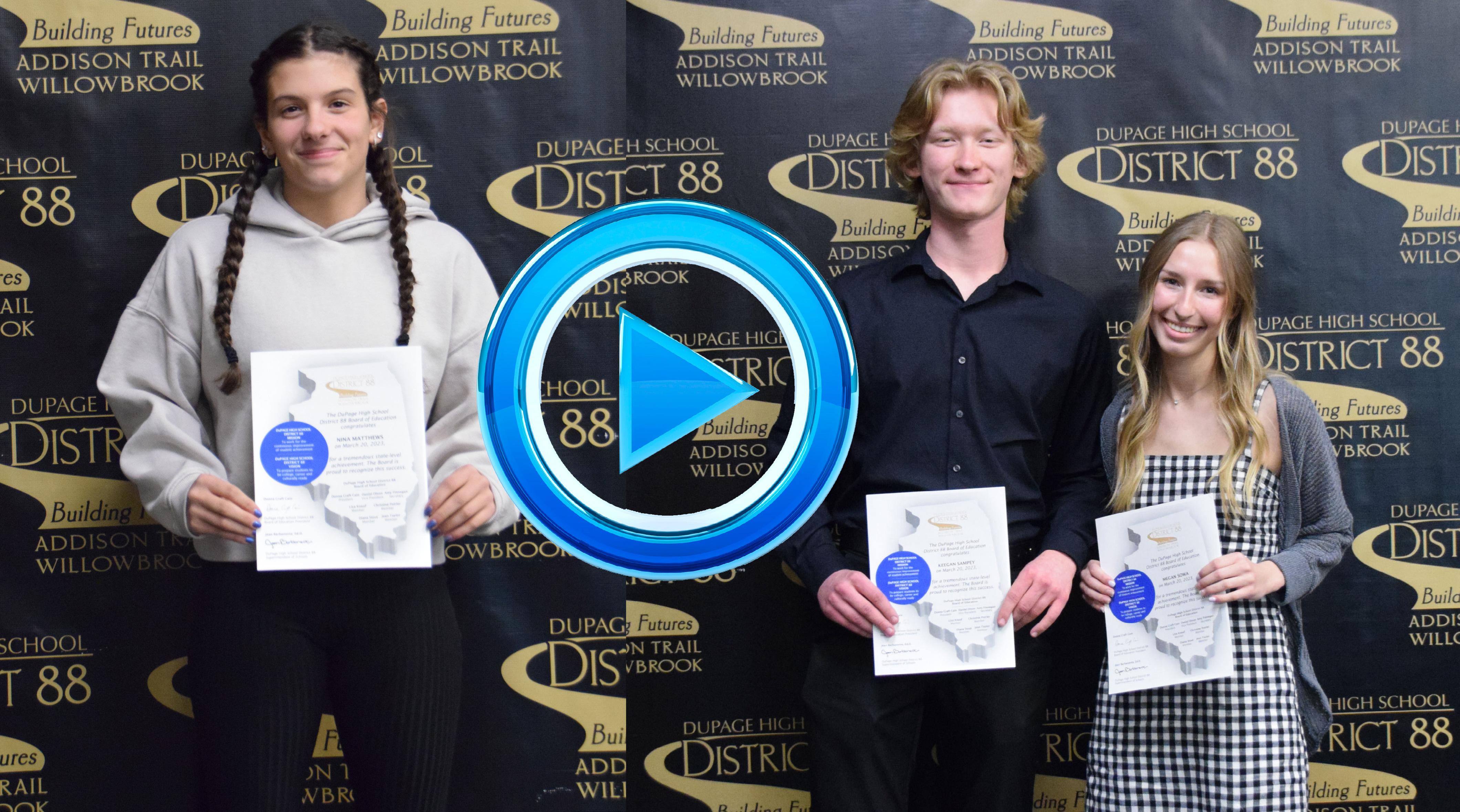 District 88 Board of Education recognizes students for winter State-level accomplishments