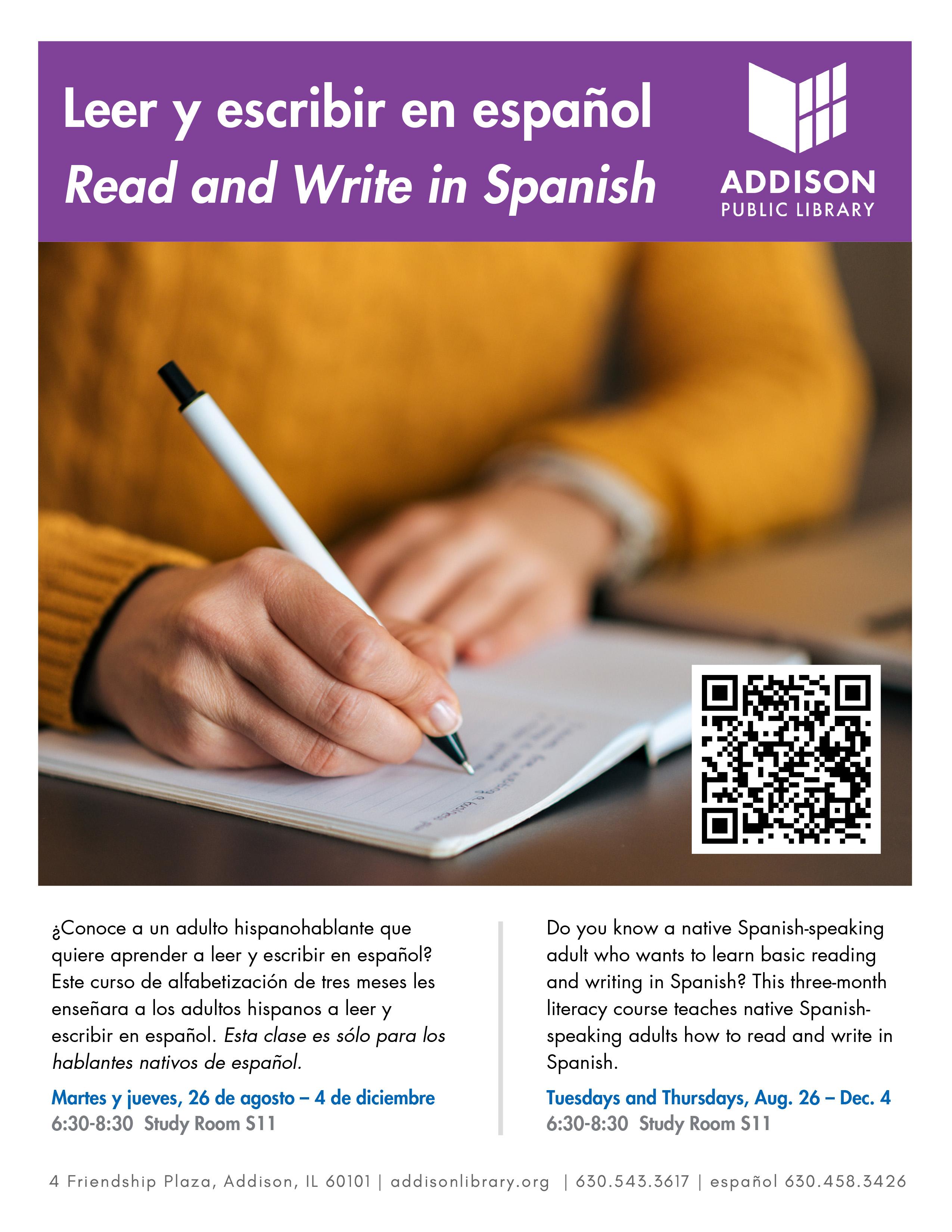 Addison Public Library to host program for Spanish-speaking adults to learn basic reading and writing in Spanish