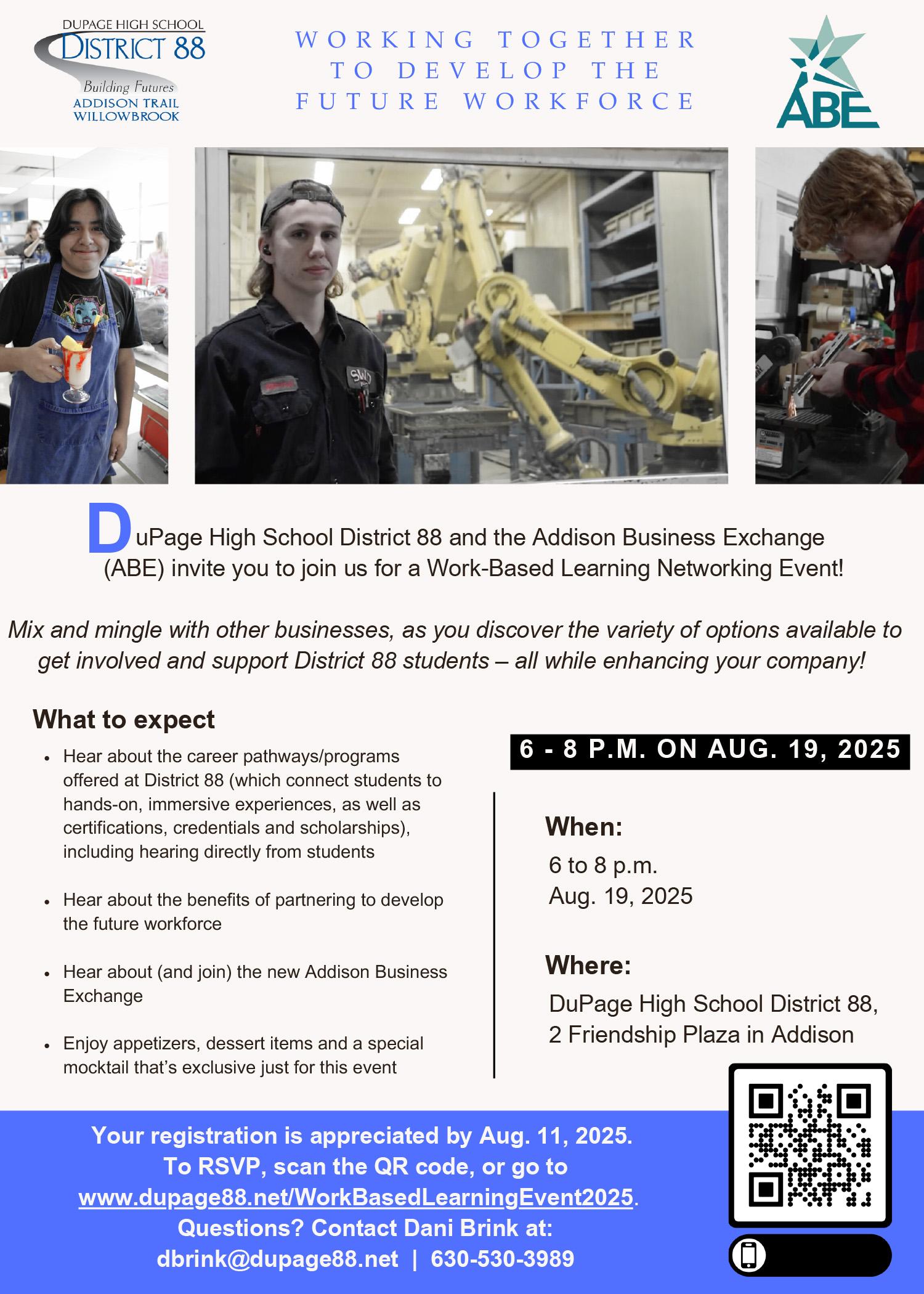 Join District 88 for a Work-Based Learning Networking Event!