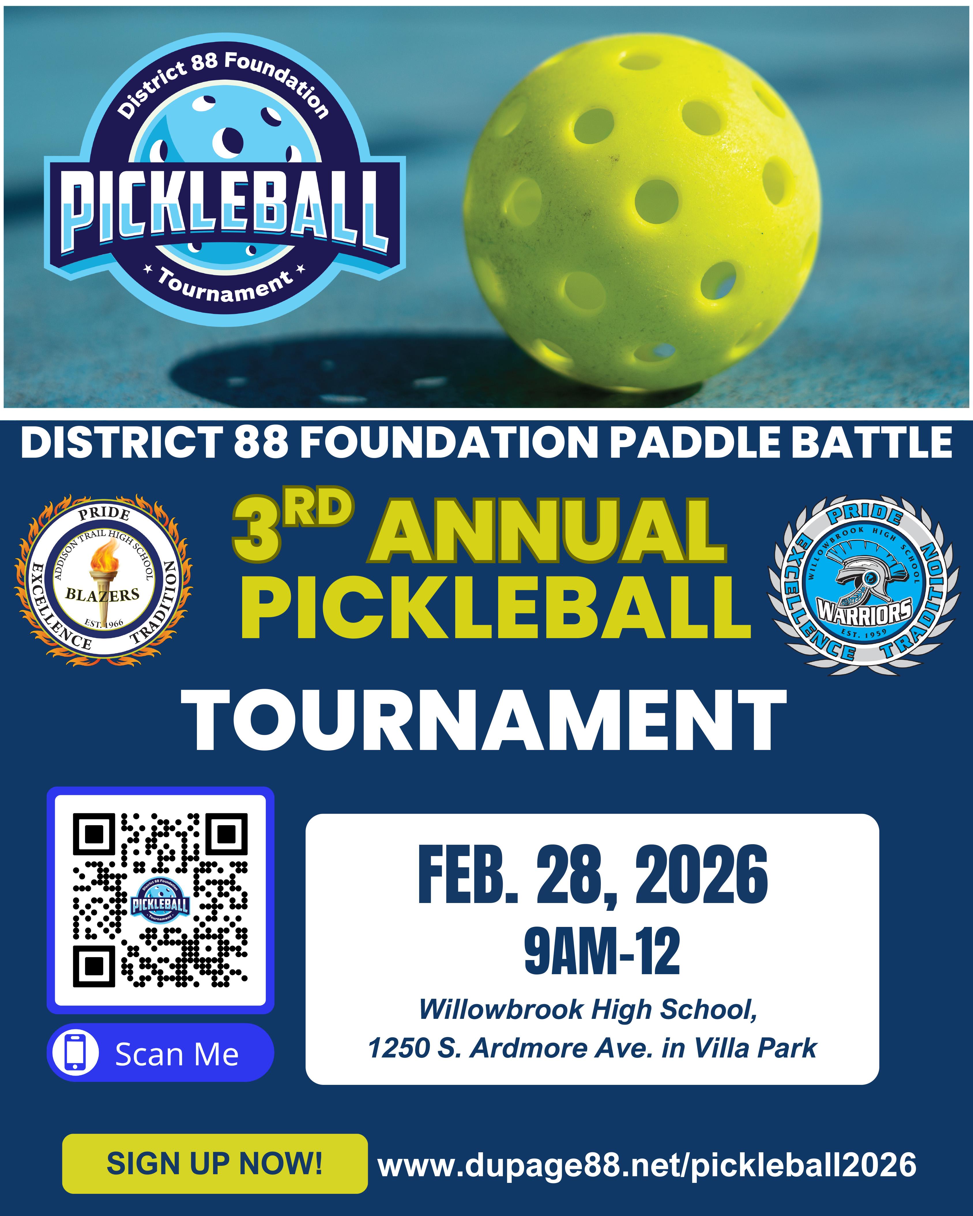 District 88 Foundation invites you to participate in third annual ‘Paddle Battle’ pickleball tournament