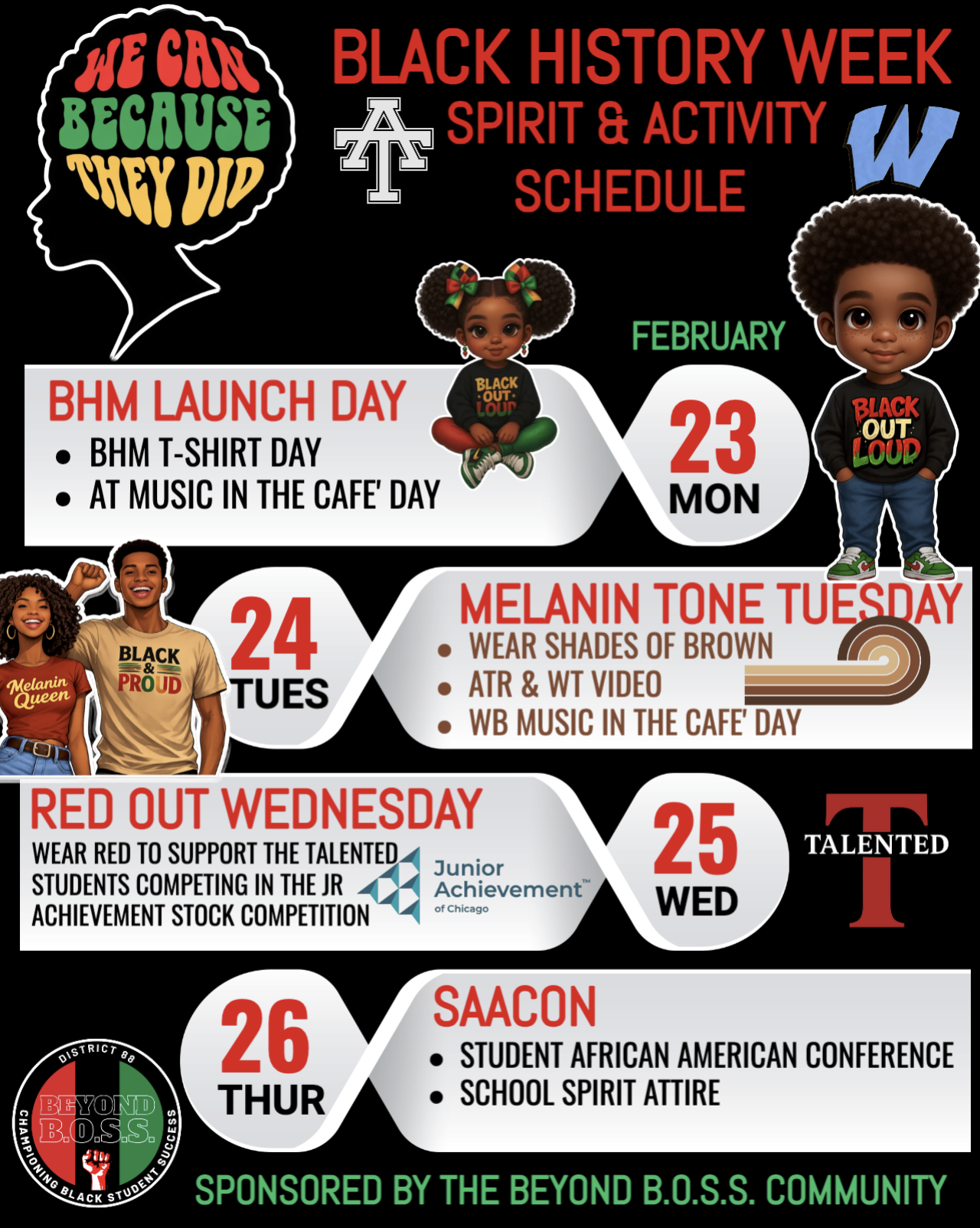 District 88 celebrates Black History Month with a spirit week to showcase unity, excellence and student achievement
