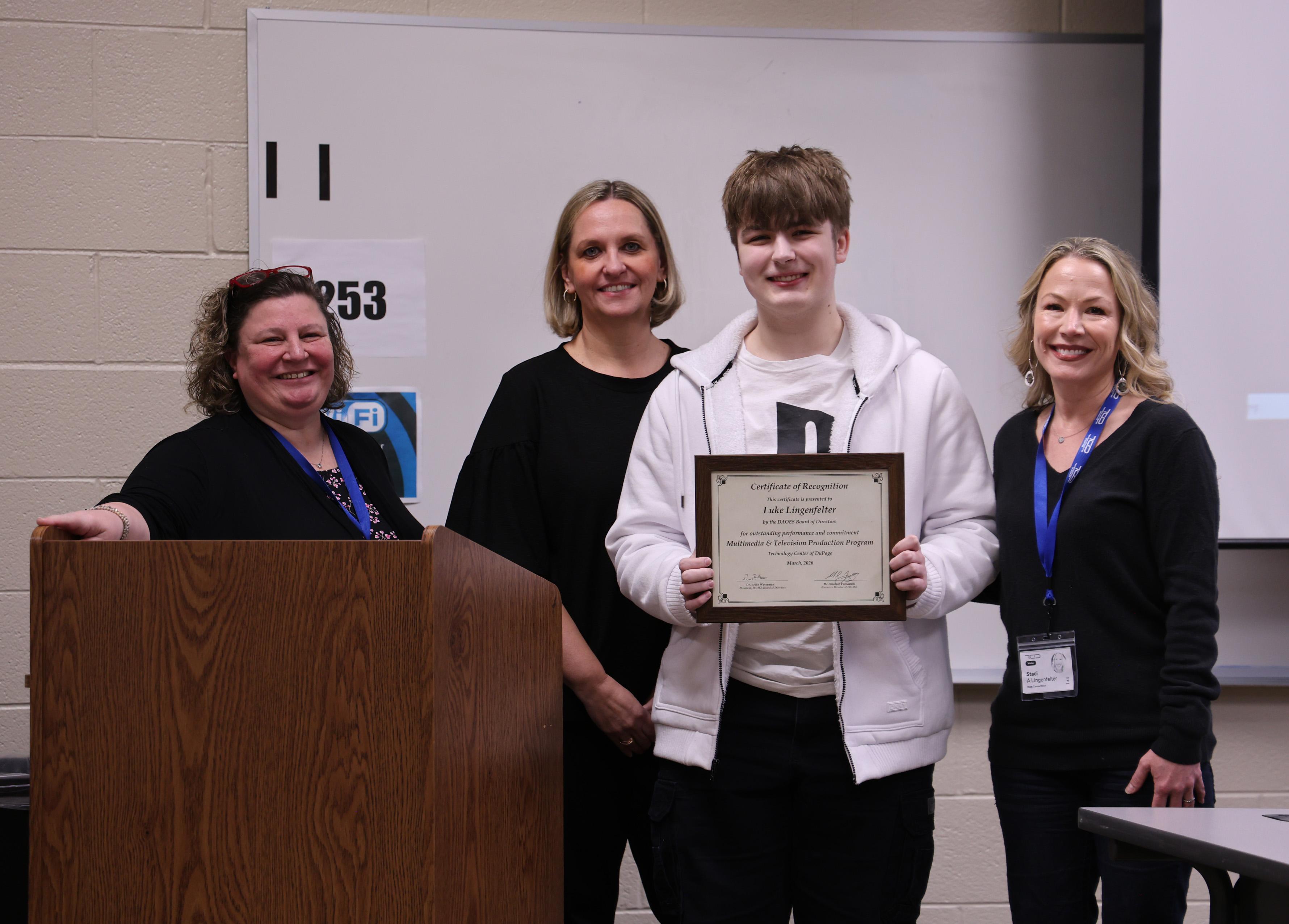 Willowbrook senior recognized as a Technology Center of DuPage Student of the Month