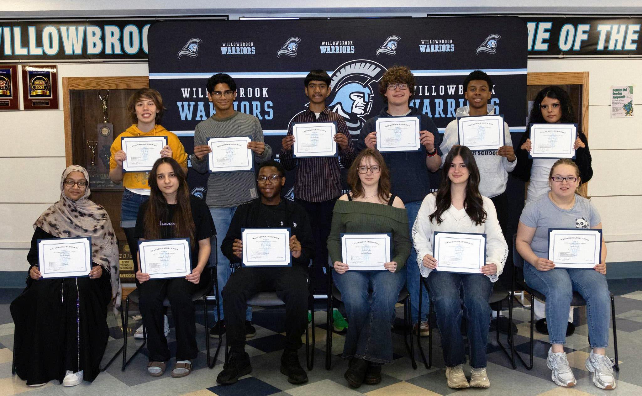 Willowbrook presents 2025-26 fourth-quarter Outstanding Students and Outstanding Teacher