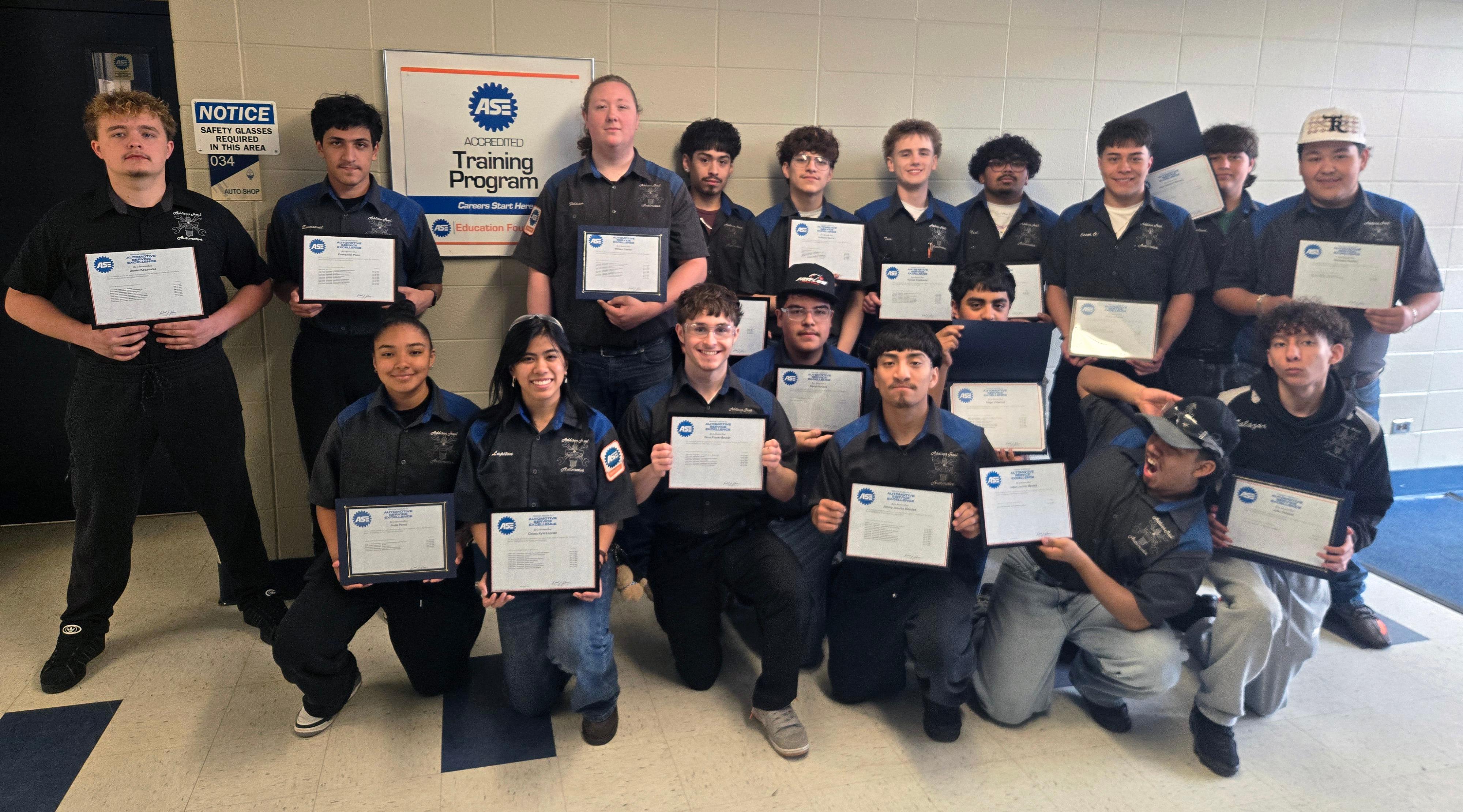 Addison Trail students earn 150 Automotive Service Excellence (ASE) certifications