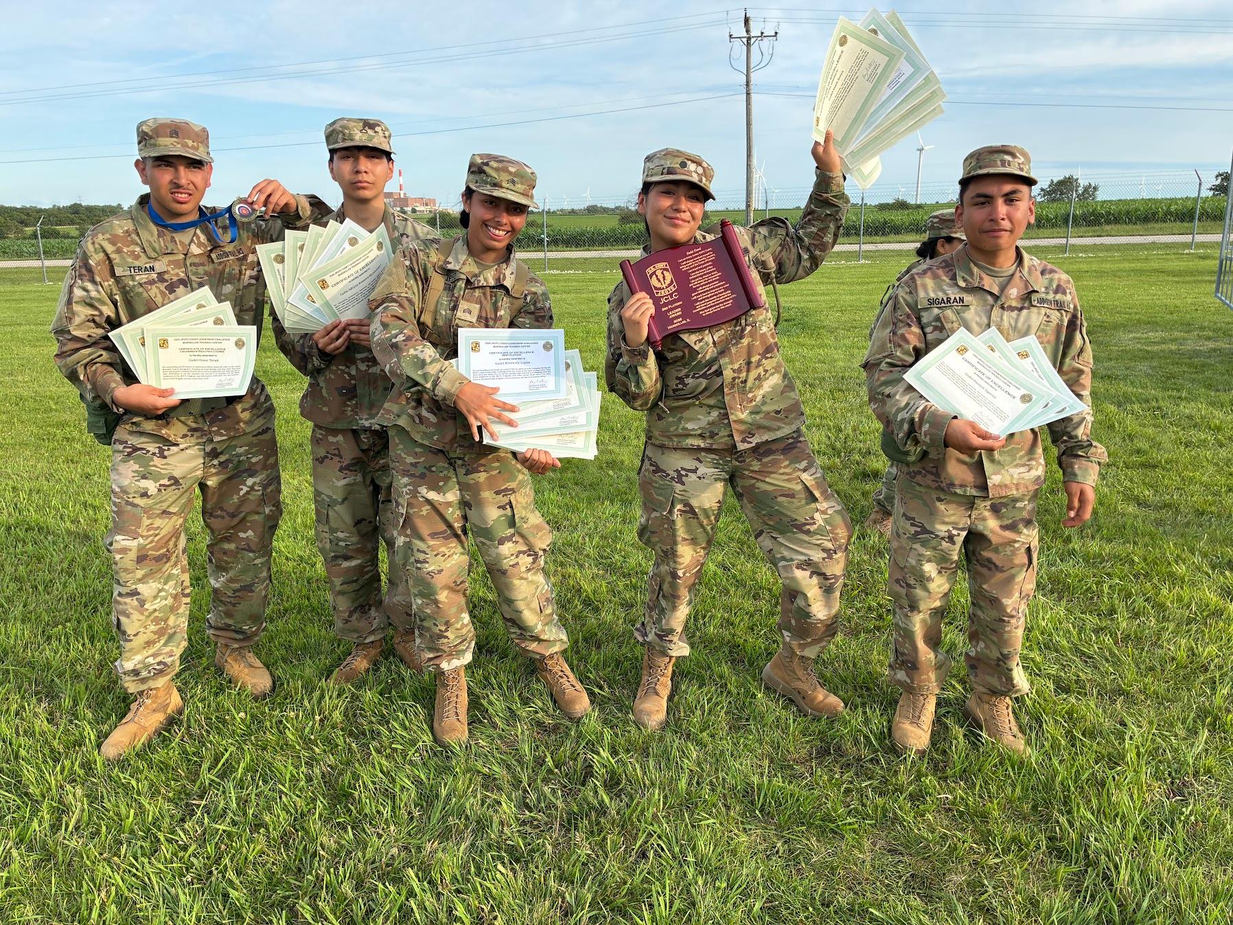 Members of Addison Trail’s Blazer Battalion U.S. Army Junior Reserve Officers’ Training Corps (JROTC) program perform well during Cadet Leadership Challenge