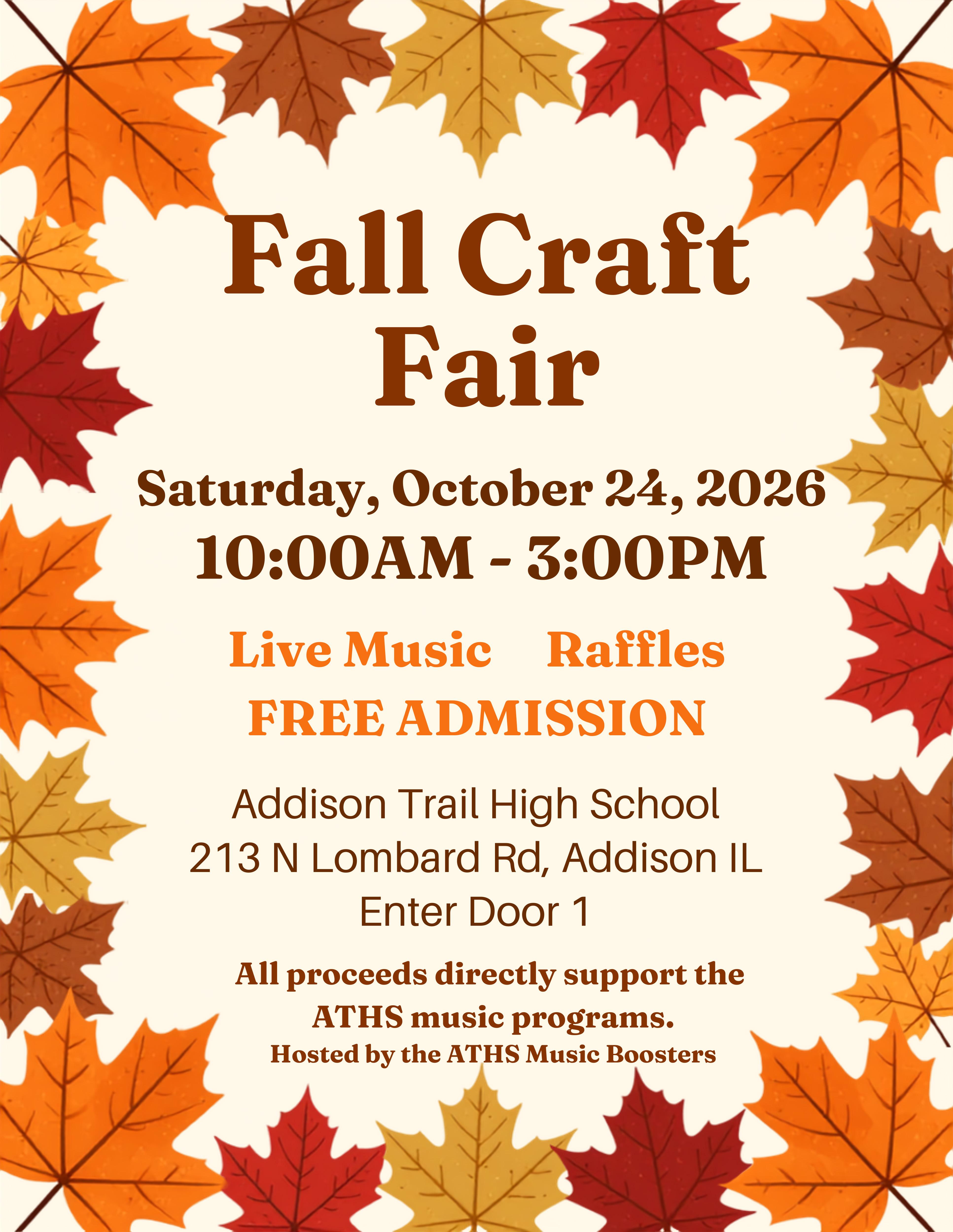 Addison Trail Music Booster Club to host Fall Craft Fair