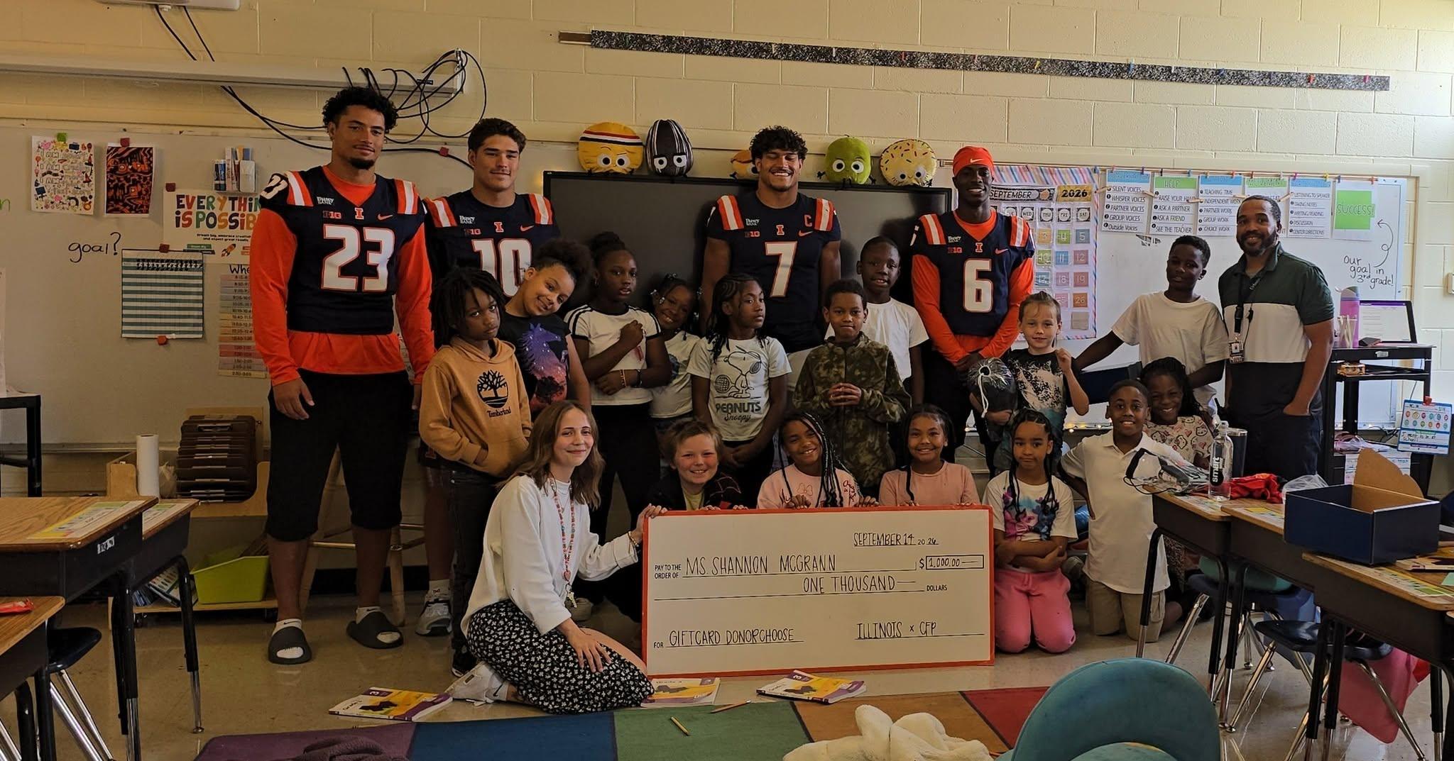 Willowbrook alumna receives donation from Fighting Illini Football Team