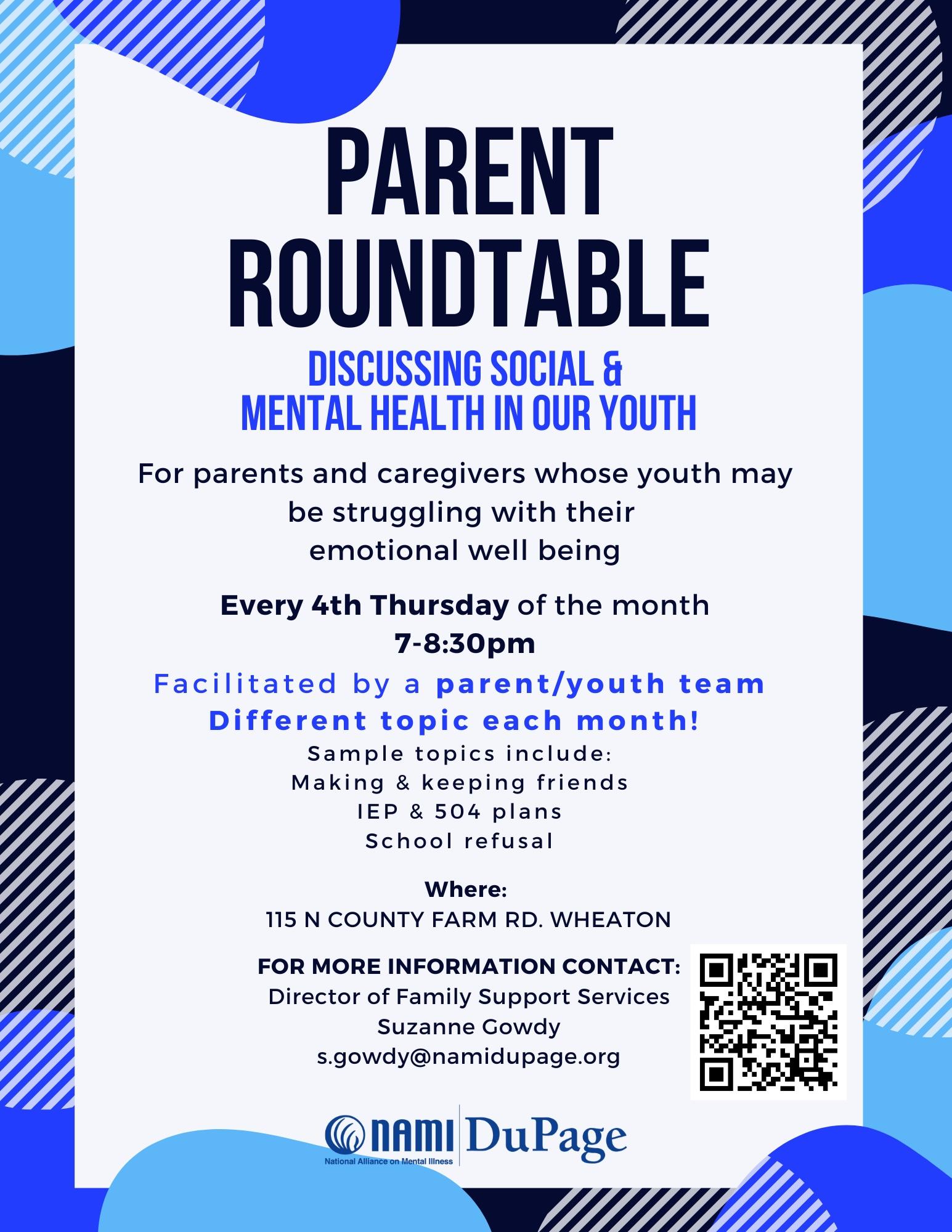 NAMI DuPage hosts monthly Parent Roundtable to help support emotional and social well-being of youths