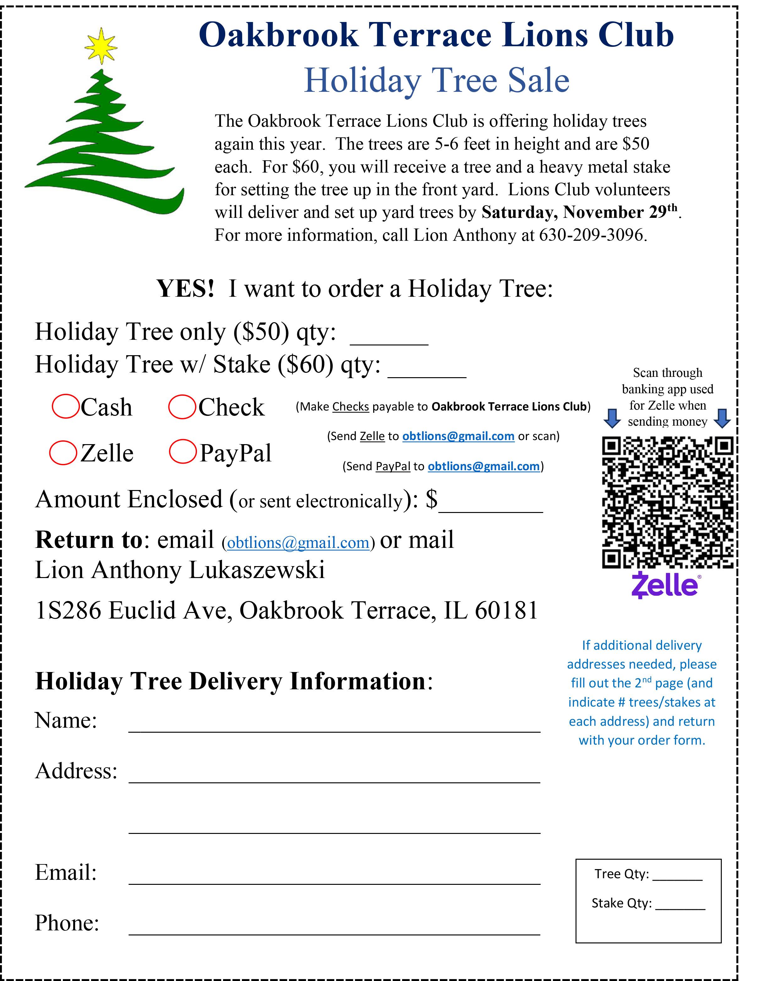 Oakbrook Terrace Lions Club offering holiday trees