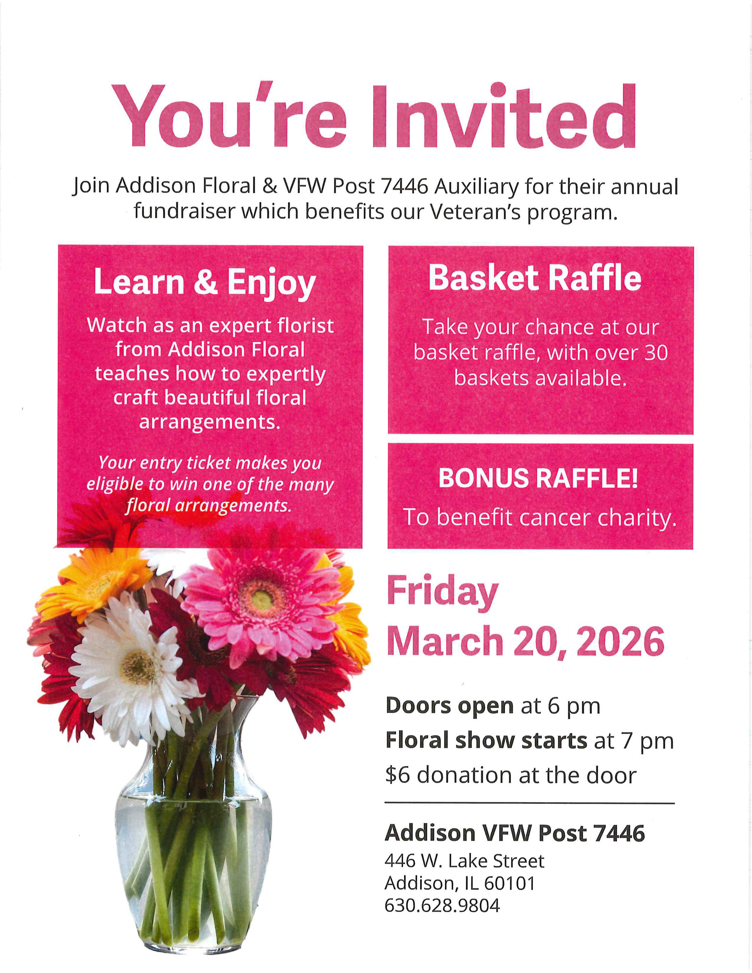 Addison VFW to host annual flower show with Addison Floral