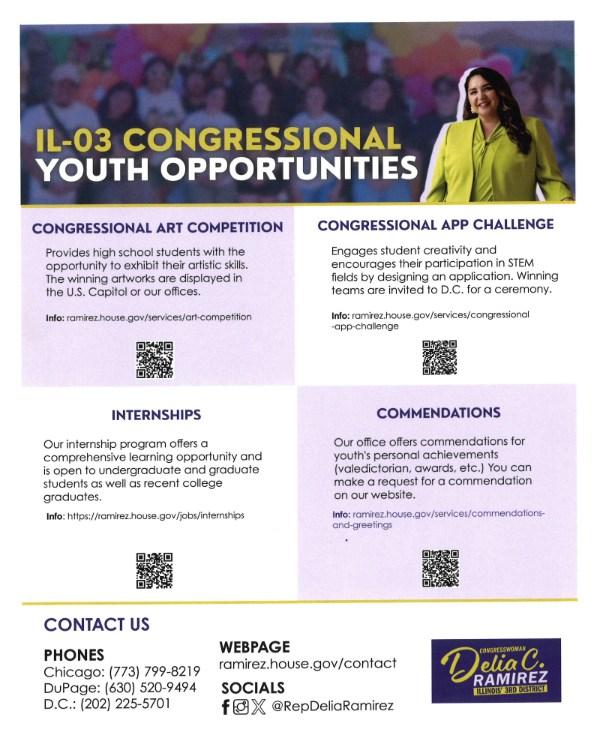 U.S. Congresswoman Delia C. Ramirez offers youth opportunities