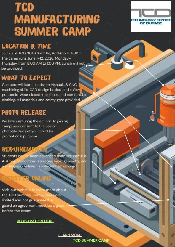 Technology Center of DuPage to host manufacturing summer camp