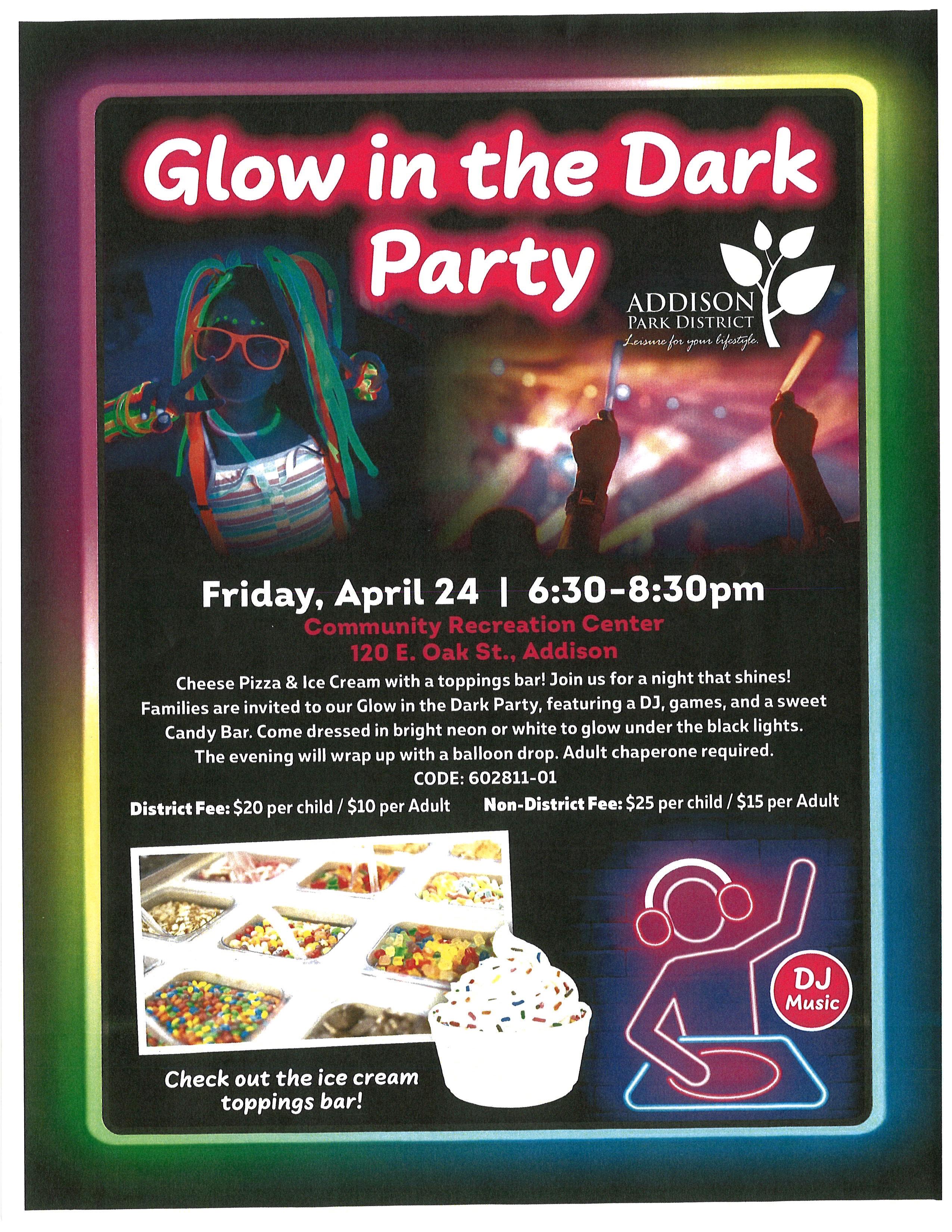 Addison Park District to host Glow in the Dark Party