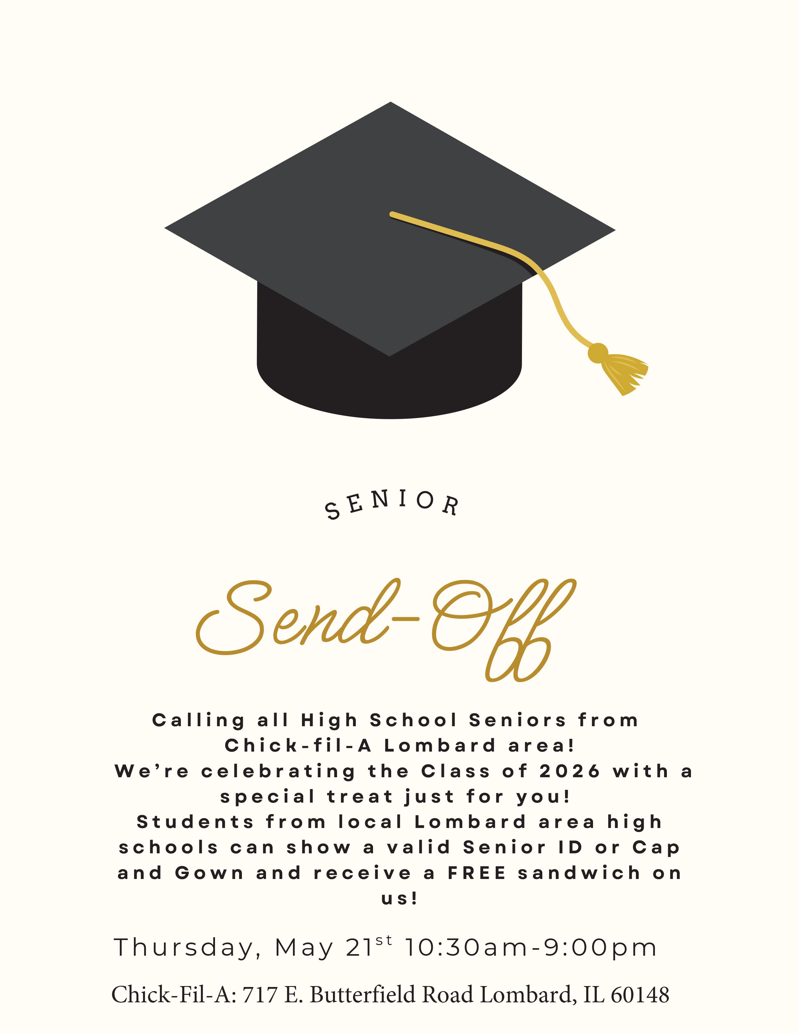 Chick-Fil-A to host Senior Send-Off to celebrate members of the class of 2026